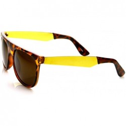 Wayfarer Retro Fashion Metal Arm Flat Top Horn Rimmed Sunglasses (Tortoise) - CC11CZM5SAT $10.81