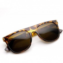 Wayfarer Retro Fashion Metal Arm Flat Top Horn Rimmed Sunglasses (Tortoise) - CC11CZM5SAT $18.60