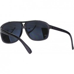 Rectangular Mens Mobster Mafia Style Flat Top Plastic Racer Sunglasses - Slate Mirror - CS18M59O0ZU $10.24
