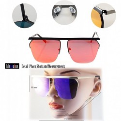 Rimless Unisex Fearless Bold Flat Top Brow-Bar Mirrored Sunglasses A054 - Gold/ Purple Revo - CJ1885G4ZLN $13.75