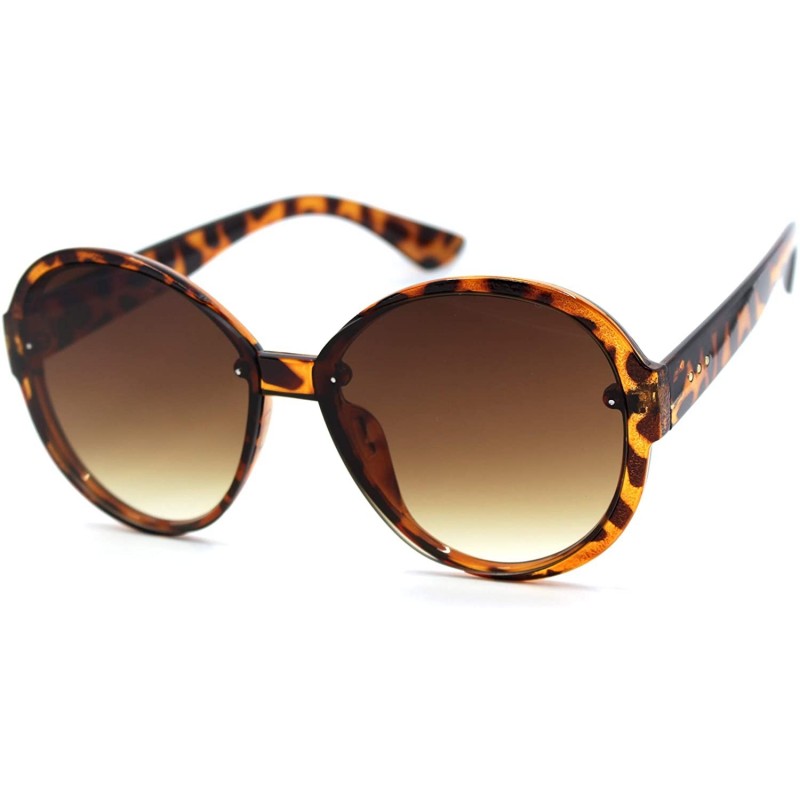 Round Womens Classic 90s Round Butterfly Chic Designer Sunglasses - Tortoise Brown - C018T9GG774 $14.93