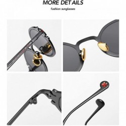 Oval Gothic Retro Steampunk sunglasses oval Vintage sunglasses for men women Metal Frame sunglasses - 4 - C918AW69S4R $18.44