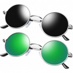 Round Round Polarized Sunglasses for Men and Women - Vintage John Lennon Sunglasses Metal Frame 100% UV Blocking Lens - C118Z...