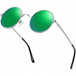Round Round Polarized Sunglasses for Men and Women - Vintage John Lennon Sunglasses Metal Frame 100% UV Blocking Lens - C118Z...