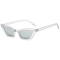 Cat Eye Small Cat Eye Sunglasses for Women UV400 - C6 Clear Sliver - CR1980559QA $8.14