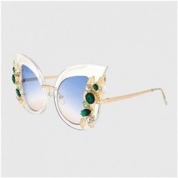 Cat Eye Cat Eye Sunglasses with Diamond Flower Decoration for Women - C8 Clear Frame - CV1987AS0H7 $28.70