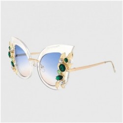 Cat Eye Cat Eye Sunglasses with Diamond Flower Decoration for Women - C8 Clear Frame - CV1987AS0H7 $16.51