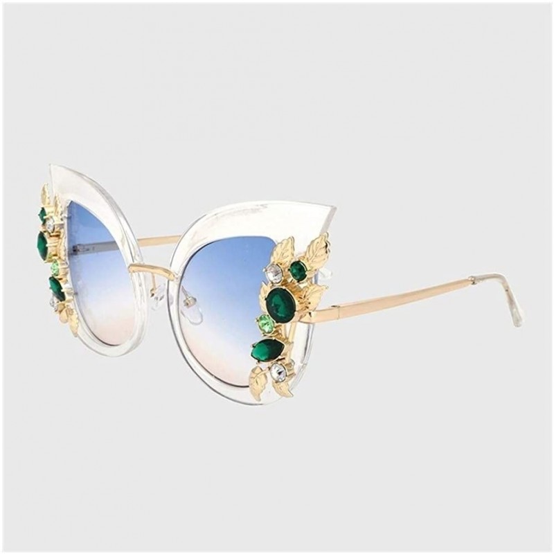 Cat Eye Cat Eye Sunglasses with Diamond Flower Decoration for Women - C8 Clear Frame - CV1987AS0H7 $16.51
