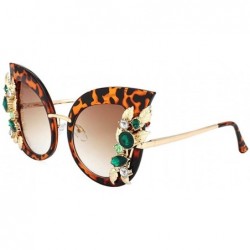 Cat Eye Cat Eye Sunglasses with Diamond Flower Decoration for Women - C8 Clear Frame - CV1987AS0H7 $16.51