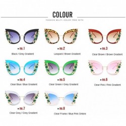 Cat Eye Cat Eye Sunglasses with Diamond Flower Decoration for Women - C8 Clear Frame - CV1987AS0H7 $16.51