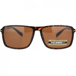 Rectangular Polarized Thin Plastic Rectangular Flat Top Racer Mens Sunglasses - Tortoise Gold Brown - CQ18OKDA38Z $12.35