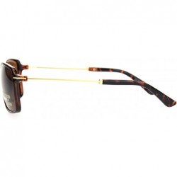 Rectangular Polarized Thin Plastic Rectangular Flat Top Racer Mens Sunglasses - Tortoise Gold Brown - CQ18OKDA38Z $12.35