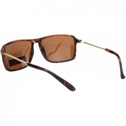 Rectangular Polarized Thin Plastic Rectangular Flat Top Racer Mens Sunglasses - Tortoise Gold Brown - CQ18OKDA38Z $12.35