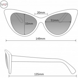 Oval Retro Vintage Tinted Lens Cat Eye Sunglasses - Glossy White Frame/ Black Lens - CL189QRA8L3 $8.78