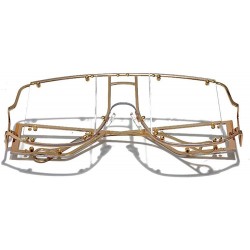 Square Fashion Sunglasses Oversized Glasses fashion - Gold&clear - CO18AQL8TH2 $13.98