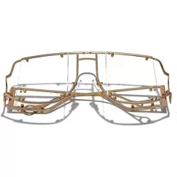 Square Fashion Sunglasses Oversized Glasses fashion - Gold&clear - CO18AQL8TH2 $27.60