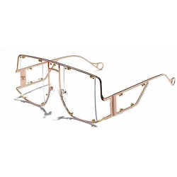 Square Fashion Sunglasses Oversized Glasses fashion - Gold&clear - CO18AQL8TH2 $13.98