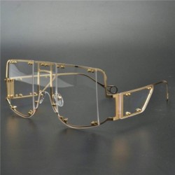 Square Fashion Sunglasses Oversized Glasses fashion - Gold&clear - CO18AQL8TH2 $13.98
