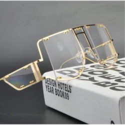 Square Fashion Sunglasses Oversized Glasses fashion - Gold&clear - CO18AQL8TH2 $13.98