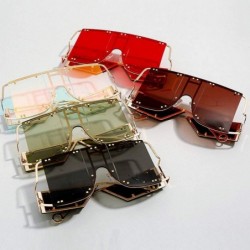 Square Fashion Sunglasses Oversized Glasses fashion - Gold&clear - CO18AQL8TH2 $13.98