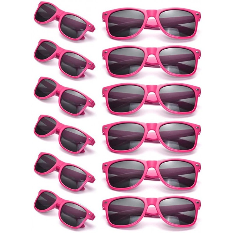 Square Bulk 12 Pack Neon Retro Sunglasses Unisex Adult Kids Party Favors Decor Glasses - Adult Hotpink - CY18ENL3MMT $21.57