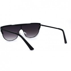 Shield Luxury Mobster Flat Top Shield Metal Rim Sunglasses - Black Smoke - CS194OQ2CEE $15.21