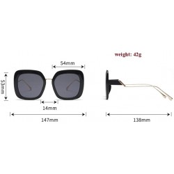 Semi-rimless Double Color Square Sunglasses Men Women Gradient Frame UV400 Vintage Glasses - Blue Red - CC18T9WDCO3 $14.52