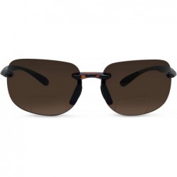 Rectangular Lovin Maui Wrap Polarized Nearly invisible Line Bifocal Sunglasses - Premium Tortoise - CI18LWYZTA7 $38.30