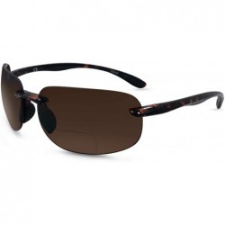 Rectangular Lovin Maui Wrap Polarized Nearly invisible Line Bifocal Sunglasses - Premium Tortoise - CI18LWYZTA7 $38.30