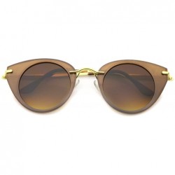 Cat Eye Women's Bold Metal Nose Bridge Slim Temples Round Cat Eye Sunglasses 46mm - Brown-gold / Amber - CW12MXKELHU $9.76