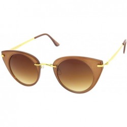 Cat Eye Women's Bold Metal Nose Bridge Slim Temples Round Cat Eye Sunglasses 46mm - Brown-gold / Amber - CW12MXKELHU $9.76