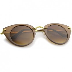 Cat Eye Women's Bold Metal Nose Bridge Slim Temples Round Cat Eye Sunglasses 46mm - Brown-gold / Amber - CW12MXKELHU $9.76