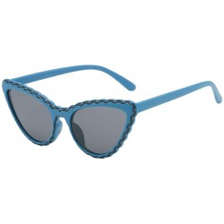 Cat Eye Lady Cat Eye Sunglasses Striped Sunglasses Personality Sunglasses - B - CL18TM6GHWL $21.72
