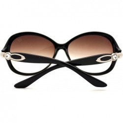 Oval Luxurious Rhinestone Designer Sunglasses Womens Oversized Oval Fashion - Black - CT185X2UN3E $9.01