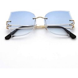 Semi-rimless Square Rimless Sunglasses Women Luxury Crystal Gradient Lens Clear Sun Glasses Ladies Vintage Oversized Eyewear ...