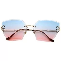 Semi-rimless Square Rimless Sunglasses Women Luxury Crystal Gradient Lens Clear Sun Glasses Ladies Vintage Oversized Eyewear ...