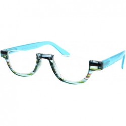 Rimless Magnified Lens Reading Glasses Cropped Flat Top Half Rim Spring Hinge - Teal - CF1988GELUE $9.67