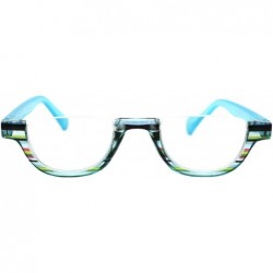 Rimless Magnified Lens Reading Glasses Cropped Flat Top Half Rim Spring Hinge - Teal - CF1988GELUE $9.67