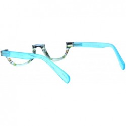 Rimless Magnified Lens Reading Glasses Cropped Flat Top Half Rim Spring Hinge - Teal - CF1988GELUE $9.67