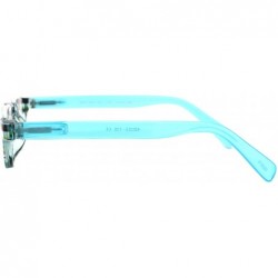 Rimless Magnified Lens Reading Glasses Cropped Flat Top Half Rim Spring Hinge - Teal - CF1988GELUE $9.67