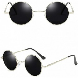 Sport Fashion Round Sunglasses-Polarized Retro Shade Glasses-Sturdy Metal Frame - B - C61905Z470A $56.34