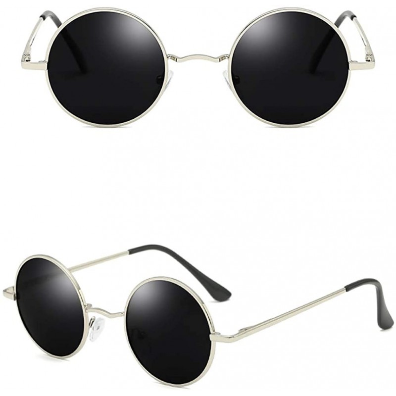 Sport Fashion Round Sunglasses-Polarized Retro Shade Glasses-Sturdy Metal Frame - B - C61905Z470A $36.54