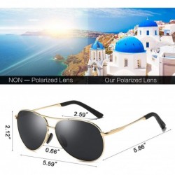 Aviator Classic Polarized Aviator Sunglasses for Men Women Metal Frame with Spring Hinges UV 400 Protection - C018LXUGX62 $12.98