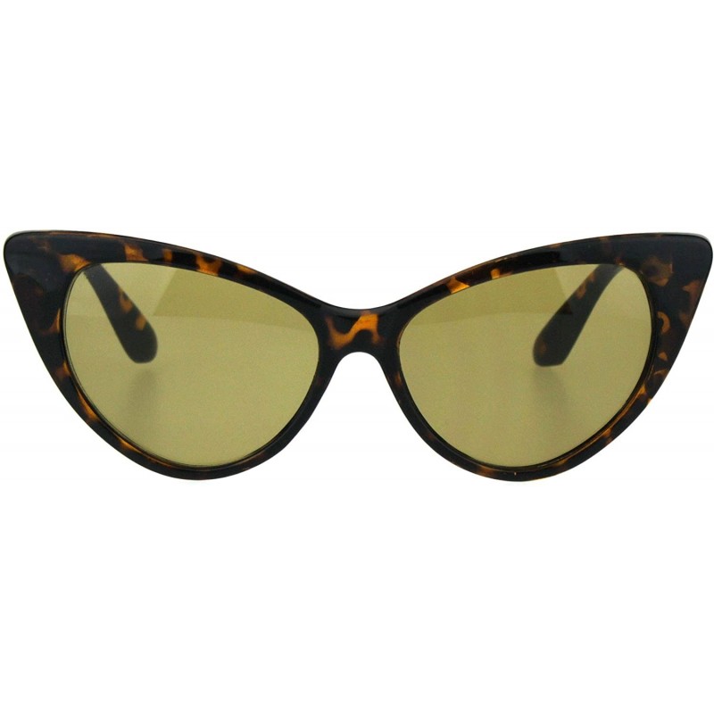 Cat Eye Womens Green Tempered Glass Lens Cat Eye Retro Sunglasses - Tortoise Brown - CH18H8M45YE $8.29