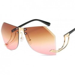 Aviator 32g Irregular Frameless Sunglasses Women Gradient Alloy Frame C2 Tea - C8 Clear - C518YKSWS33 $12.49