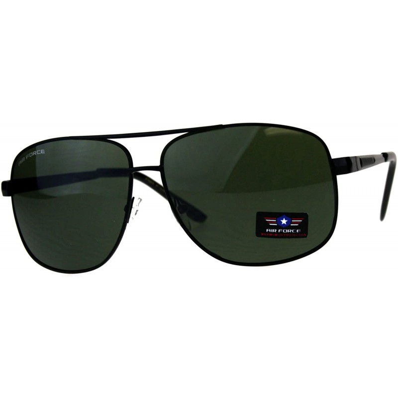 Aviator Air Force Sunglasses Mens Square Aviators Retro Fashion UV 400 - Black (Green) - C418E05KT6U $13.07