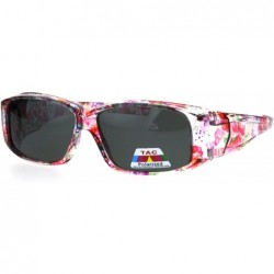 Rectangular Polarized Womens Fashion Rectangular 57mm OTG Fit Over Sunglasses - Translucent Floral - CH185DS2SQ6 $23.87