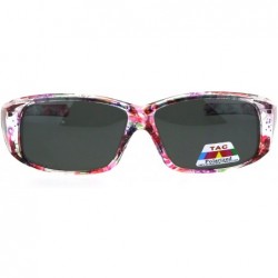 Rectangular Polarized Womens Fashion Rectangular 57mm OTG Fit Over Sunglasses - Translucent Floral - CH185DS2SQ6 $11.46