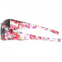 Rectangular Polarized Womens Fashion Rectangular 57mm OTG Fit Over Sunglasses - Translucent Floral - CH185DS2SQ6 $11.46