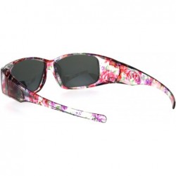 Rectangular Polarized Womens Fashion Rectangular 57mm OTG Fit Over Sunglasses - Translucent Floral - CH185DS2SQ6 $11.46